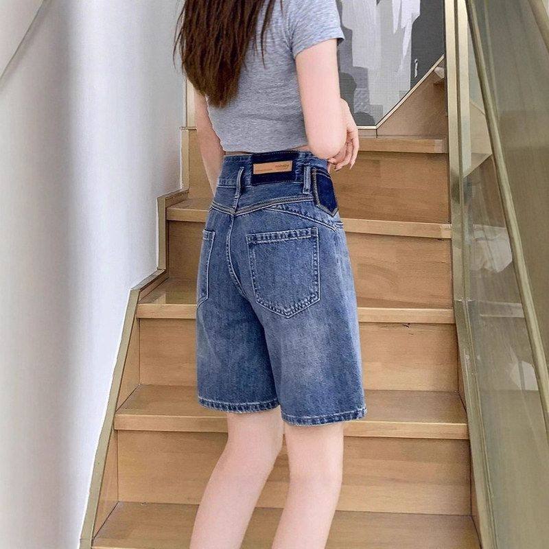 复古高腰牛仔短裤女2025夏季薄款a字梨型身材宽松显瘦直筒五分裤,女装/女士精品,牛仔裤,淘宝优惠券,粉丝福利购,淘宝优惠卷