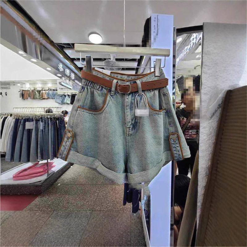 卷边牛仔短裤女夏季2025新款高腰显瘦休闲百搭阔腿a字通勤热裤潮