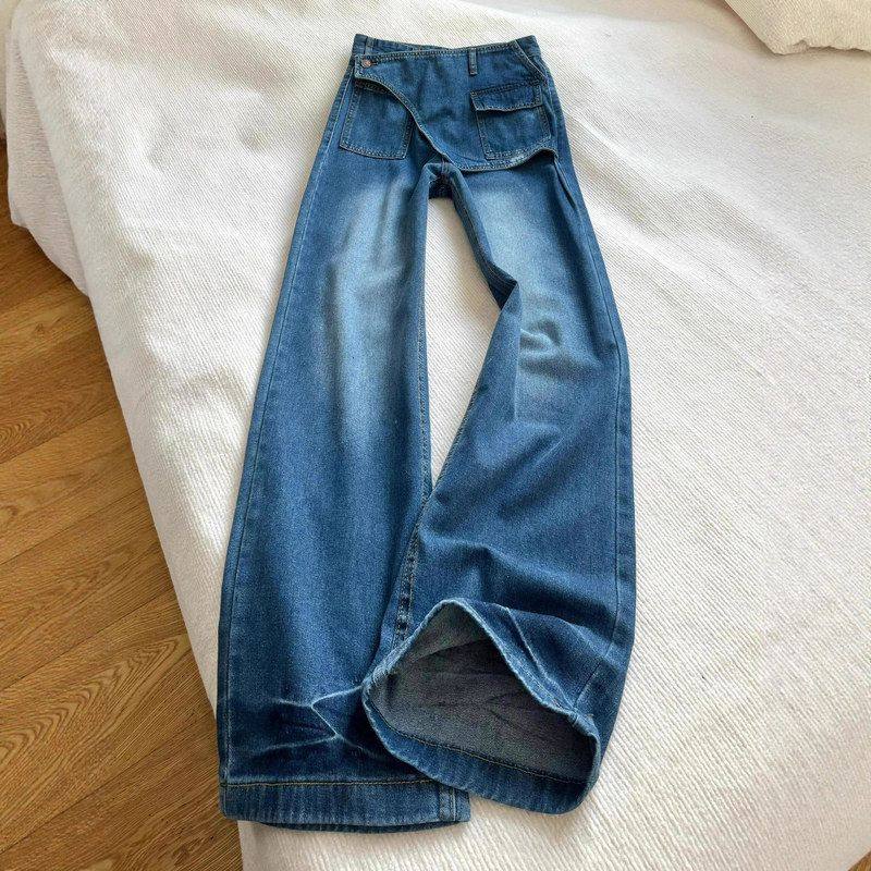 美式阔腿牛仔裤女秋季2025新款大码胖mm显瘦宽松直筒梨型身材裤子