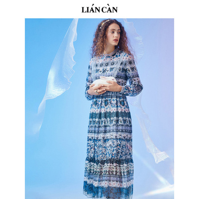 民族风A字裙聚酯纤维印花