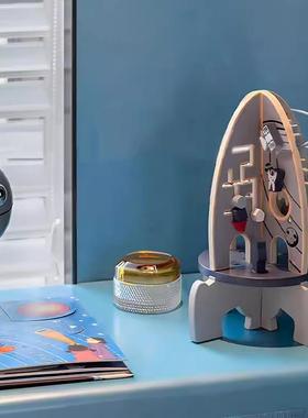 太空主题积木火箭立体书装饰品