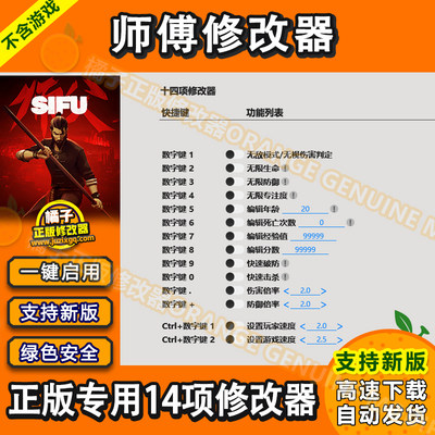 SIFU 师父 师傅 正版修改器支持EPIC/steam辅助工具科技 不含游戏