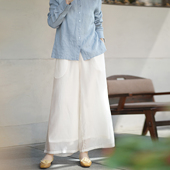 休闲宽松遮肉长裤 女春夏季 国风人丝莱赛尔直筒阔腿裤 艾绘馆新中式