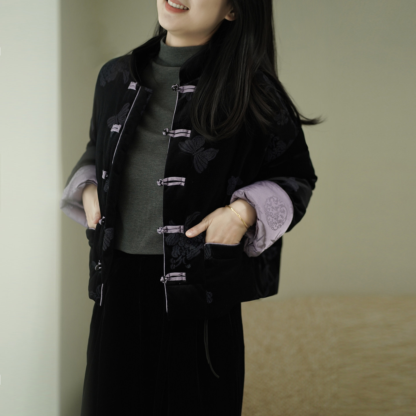 艾绘馆新中式国风丝绒90白鸭绒外套女秋冬季黑色立领保暖短羽绒服,女装/女士精品,短外套,淘宝优惠券,粉丝福利购,淘宝优惠卷