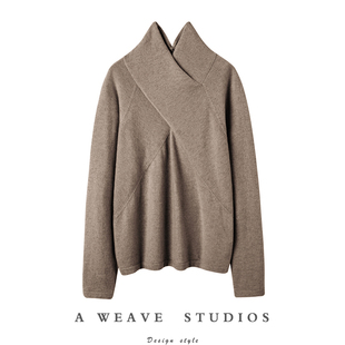 时髦风向标~交叉领百分百纯山羊绒衫女羊绒毛衣针织打底衫