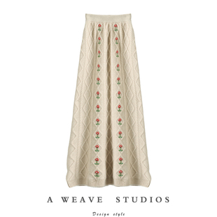 美奢到激动啊！重工手绣！羊绒开衫女纯羊绒毛衣长款包臀裙子套装