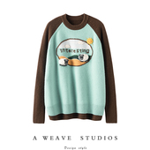 敲可爱 女宽松加厚保暖亲肤上衣 卡通小羊羔纯羊绒衫 新款 秋冬季