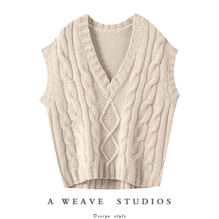 100%纯山羊绒羊绒针织马甲背心女外穿加厚宽松坎肩