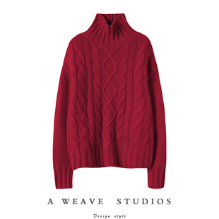 金贝绒半高领羊绒衫女100纯山羊绒加厚宽松秋冬新款针织