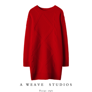 大冷天一件就足够了！重工加密织法羊绒衫中长款纯羊绒毛衣连衣裙