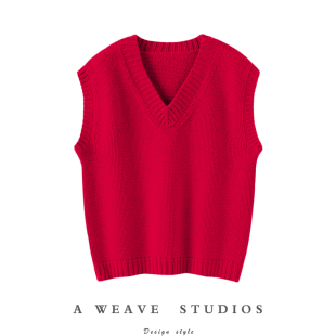 人手一件 坎肩马甲 手织棒针系列日常好搭好用V领羊绒背心无袖