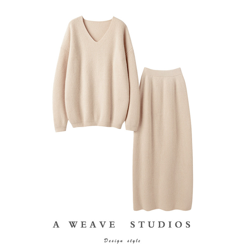 基础灵魂~重磅加厚！纯山羊绒衫宽松毛衣半身裙休闲羊绒套装女,女装/女士精品,羊绒衫,淘宝优惠券,粉丝福利购,淘宝优惠卷