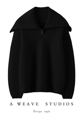 JBR为之疯狂！〓绒+〓拉链大翻领粗针羊绒衫女纯羊绒毛衣2024冬