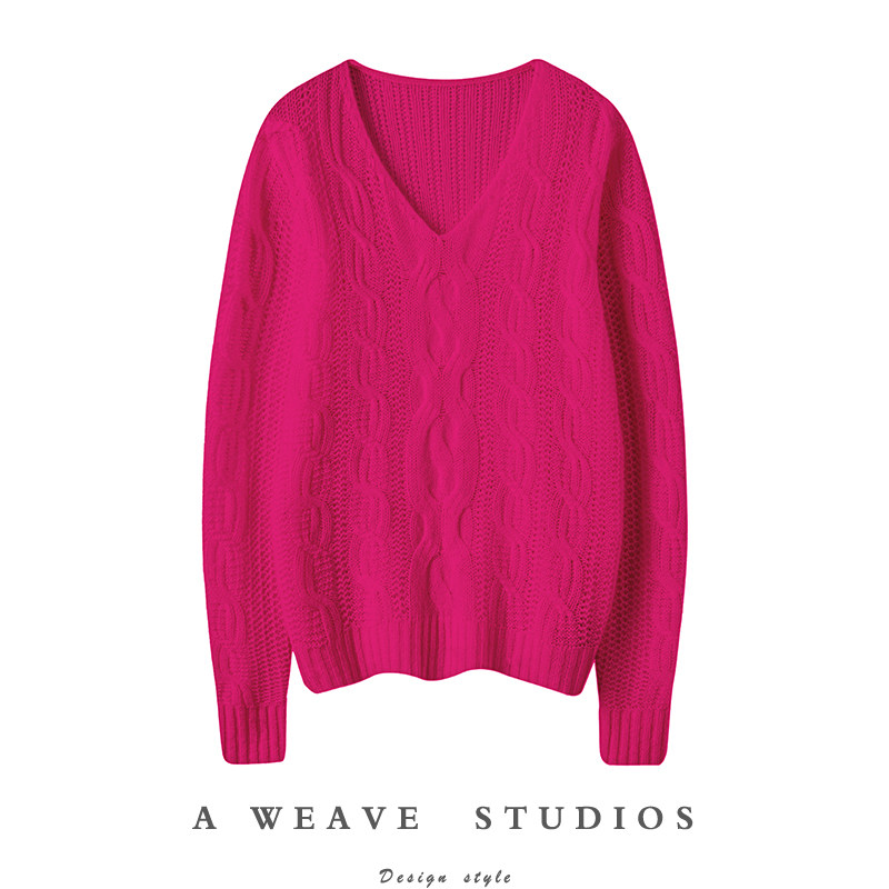 抓人的舒服好看~V领绞花羊绒衫女宽松慵懒风纯羊绒毛衣秋冬新款,女装/女士精品,羊绒衫,淘宝优惠券,粉丝福利购,淘宝优惠卷