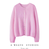 气质美感 100%山羊绒拉绒小香风女士外套baby软糯ding级拉毛开衫