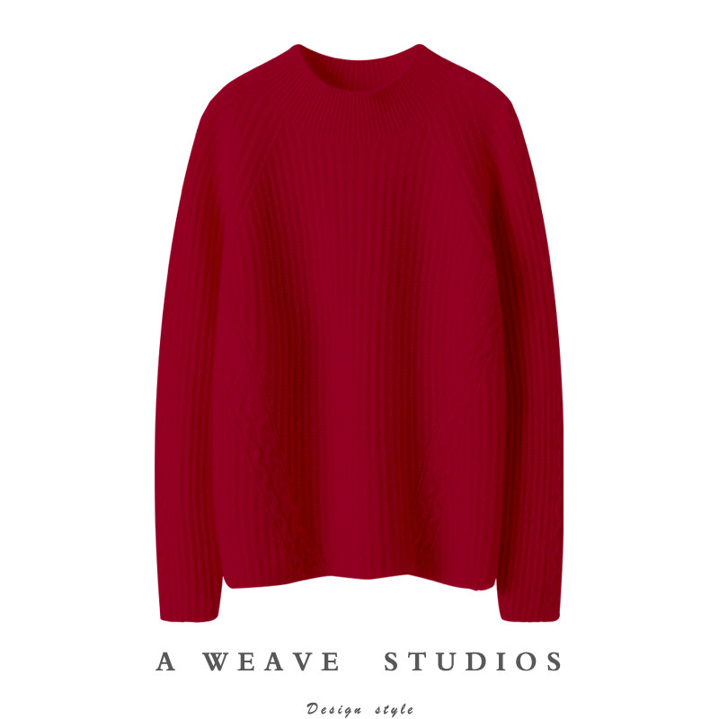 挚爱车厘子红~加厚羊绒衫女100纯山羊绒半高领宽松纯羊绒毛衣,女装/女士精品,羊绒衫,淘宝优惠券,粉丝福利购,淘宝优惠卷