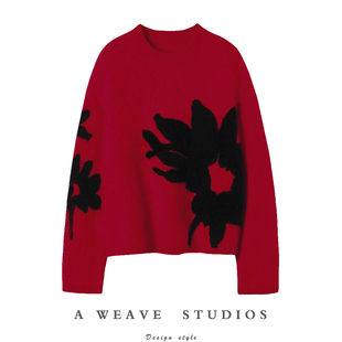 美奢到炸裂~2024新款100%山羊绒立体绣花简雅百搭女羊绒针织毛衣