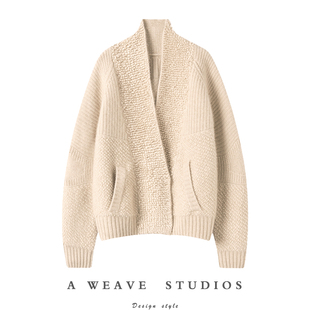 JBR 女纯羊绒针织外套 重磅加厚V领山羊绒开衫 毛衣外套女开衫