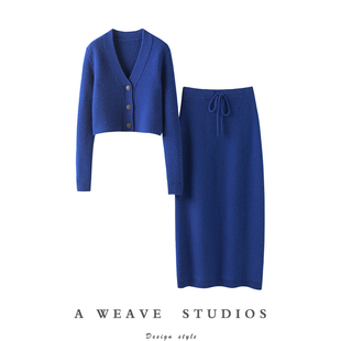 女纯羊绒半身包臀裙子 重工针法加厚羊绒开衫 巨爱它 上身太赞了