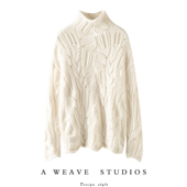 素年锦时 纯色针织衫 100%纯山羊绒衫 女镂空秋冬半高领时尚