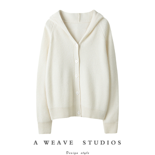 气质爱到痴狂!加厚连帽羊绒开衫女纯羊绒毛衣宽松卫衣帽衫外套冬