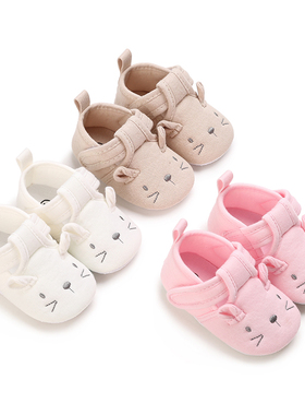 春秋婴幼儿宝宝学步鞋0-1岁软底棉布卡通新生儿百天周岁不掉鞋