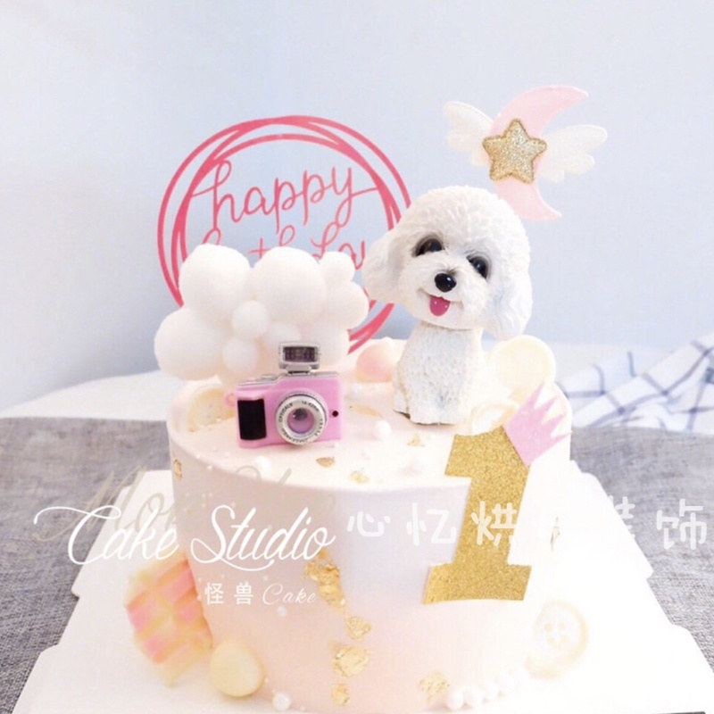 狗宝宝可爱满月一百天蛋糕装饰