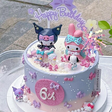 网红萌爪蛋糕装饰甜心粉兔子骷髅头蝴蝶结小仙女女孩生日烘焙插件