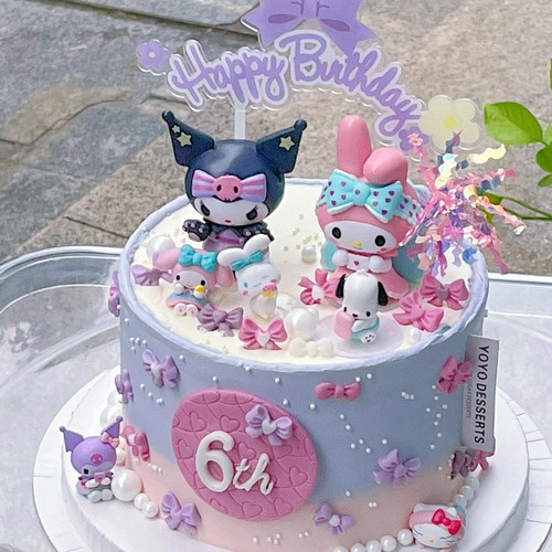 网红萌爪库洛米蛋糕装饰甜心美乐蒂三丽鸥蝴蝶结小仙女烘焙插件