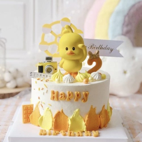 网红ins卡通橙黄蛋糕装饰摆件
