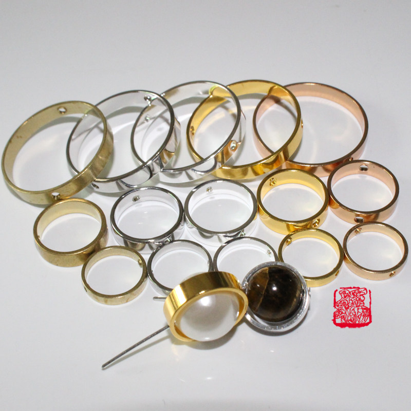 黄金电镀 白k色 银色 18k金色 kc金色保色环保 圆中圆双孔diy配件