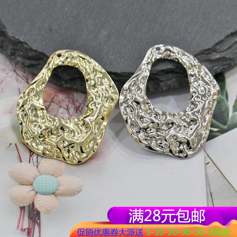 14K包金 注真金 保色 镀白金 花纹面花片 耳环 手工DIY发饰品配件