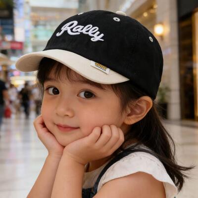 撞色字母刺绣儿童棒球帽薄款