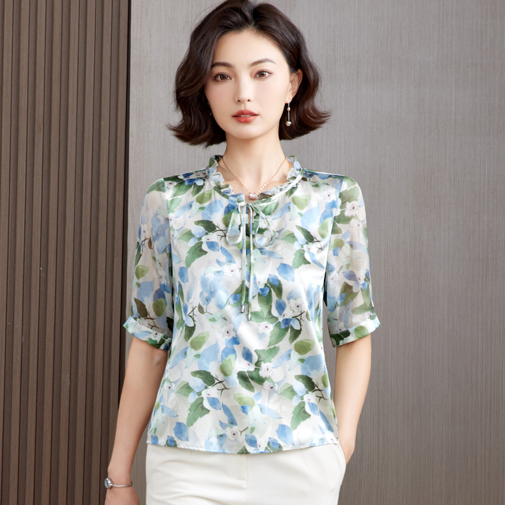 重磅真丝衬衫女短袖2025夏