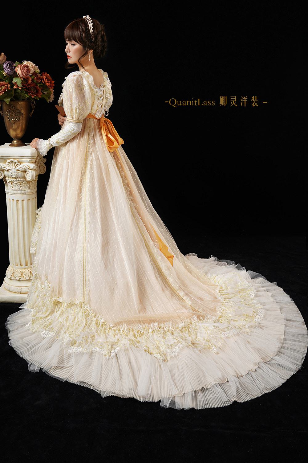 ql卿灵原创正版lolita二次元洋装嫁雾月帝政古着花嫁婚纱拖尾礼服
