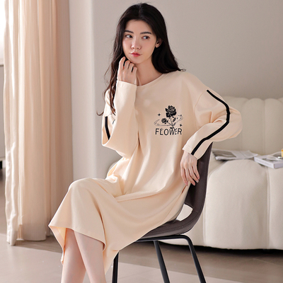 诗卡兰诺纯棉卡通印花中长款睡裙