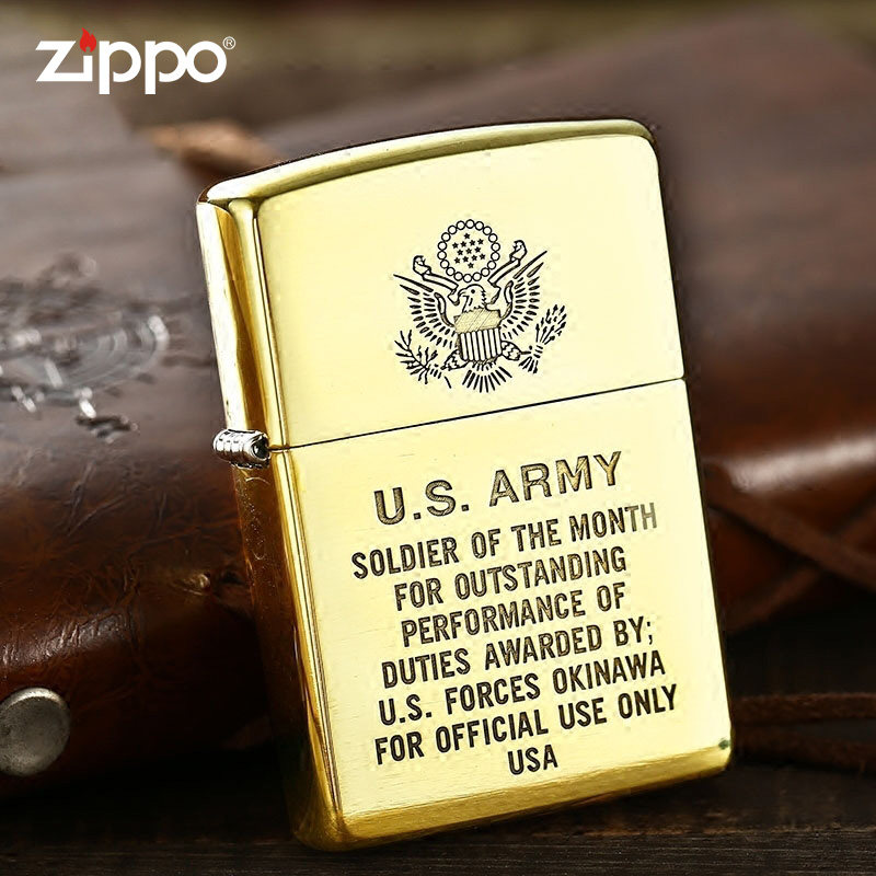 zippo打火机纯铜精雕队标象征