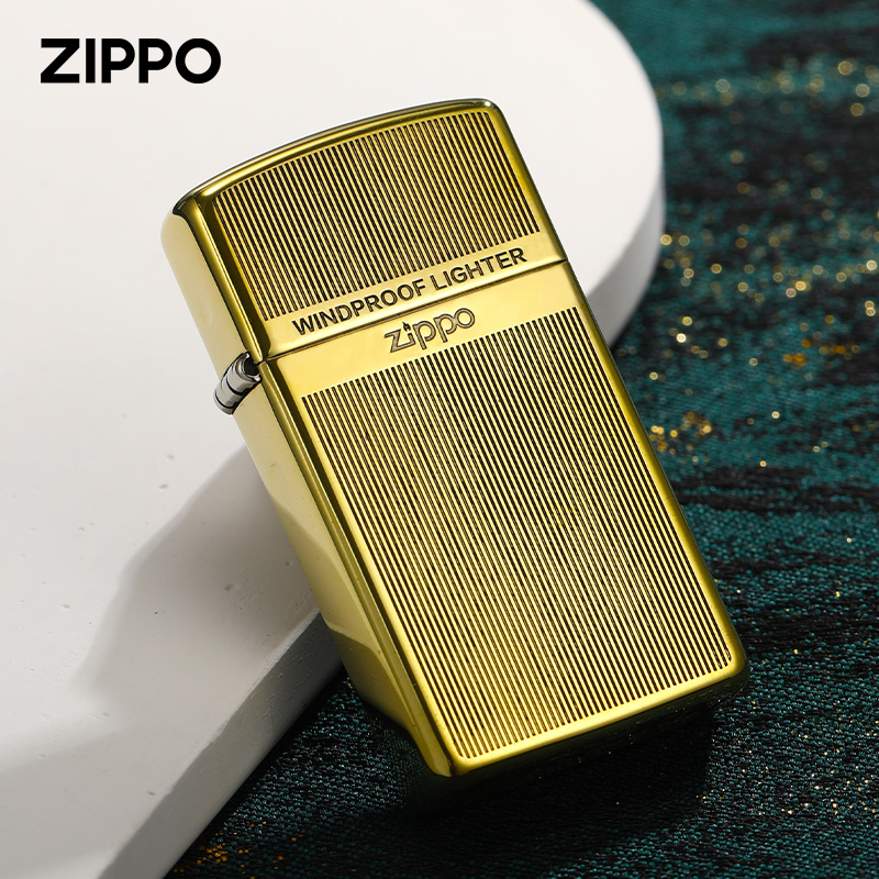 zippo打火机纤巧窄机绅士条纹