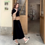 ()撞色拼接丝绒气质长袖套装2C373-2602-P140-控198，女装连衣裙，2C373