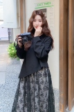 ()撞色拼接气质长袖显瘦公主裙连衣裙2C373-2603-P145-控218，女装连衣裙，2C373