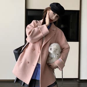 【】少女粉短款粉色毛呢双排扣外套2C373-D0917-P155-K238图片