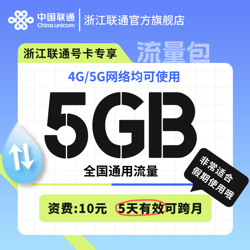 仅限浙江联通号卡用户办理，立即生效