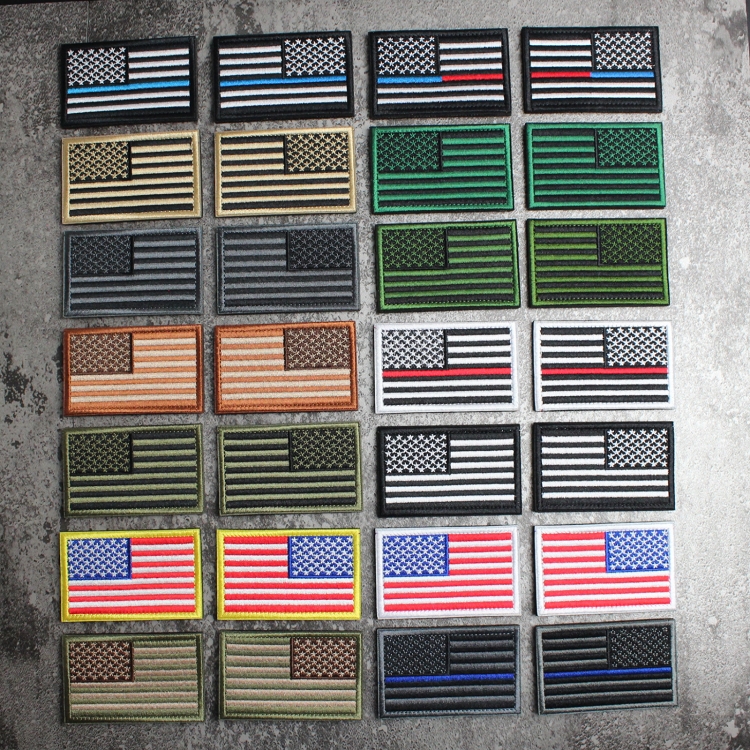 美国国旗左右臂刺绣魔术贴章