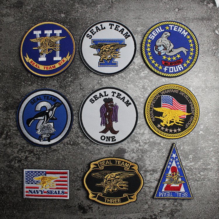 精品刺绣魔术贴章 海豹sealteam系列士气章 绣花背贴 布贴 臂章