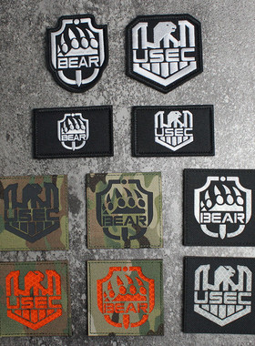 激光雕刻反光魔术贴逃离塔科夫战术士气徽章BEAR USEC背包贴臂章