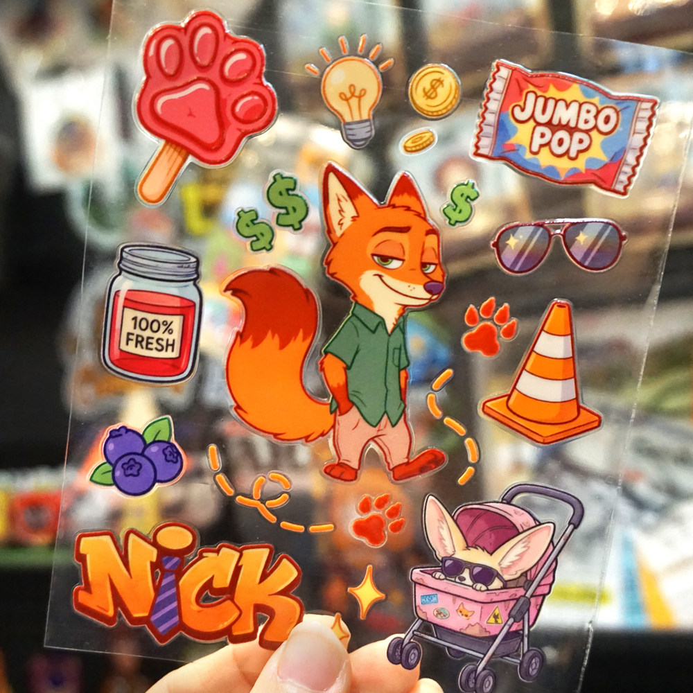 疯狂动物城2尼克狐狸卡通zootopia转印贴UV立体diy防水防晒水晶标