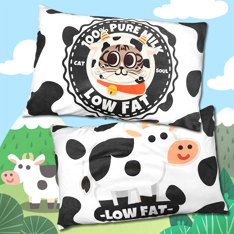 奶牛单人短毛绒枕头套