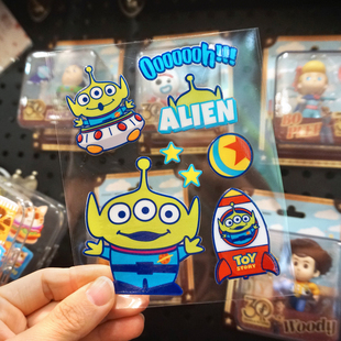 原创可爱卡通玩具总动员三眼仔外星人火箭太空装饰电动车贴水晶标