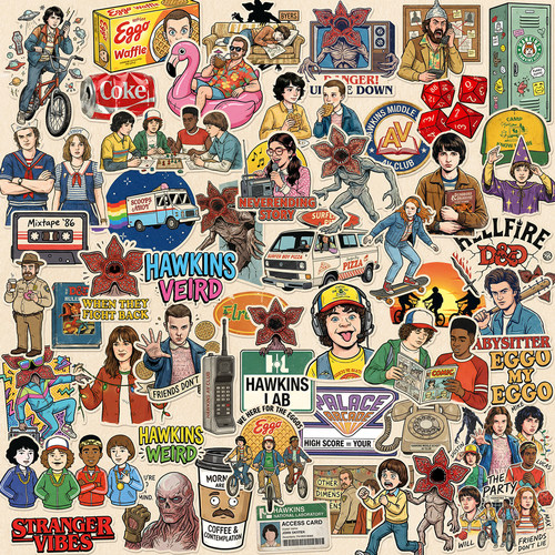原创stranger things复古怪奇物语美剧同人周边防水装饰创意贴纸