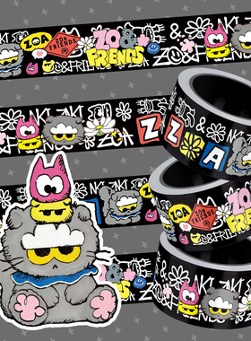 原创ZOA小蓝猫雏菊GD权志龙韩团爱豆行李箱防水贴纸卷装贴画5米